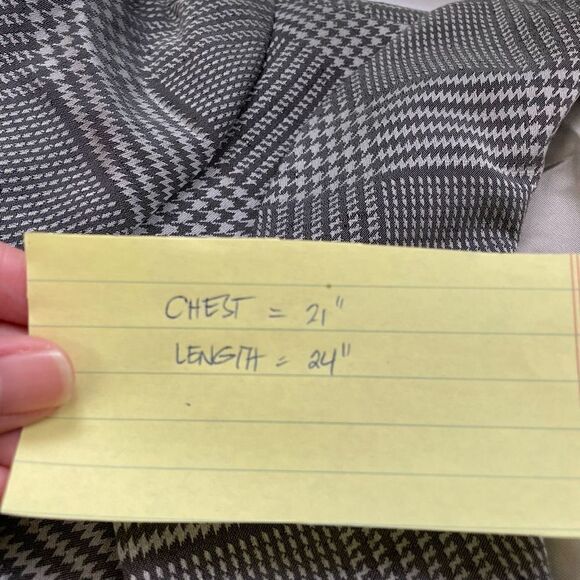 ARMANI COLLEZIONI Shawl Neckline Double Breasted Gray Plaid Blazer Flax Blend 14 - Picture 9 of 9